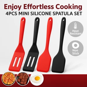Mini Silicone Spatula Set 4PCS Non Stick Heat Resistant Turner for Cooking Bake - Picture 1 of 8