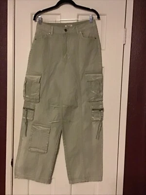 Rachel Paige Womens Wide Leg Cargo Pants Medium Green High Rise W27” Inseam 29” - Image 1 of 4