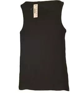 New J Crew Bateau Neckline Ribbed Tank Top Sleeveless Black XXS L8421 - Picture 1 of 6