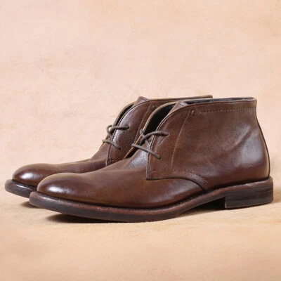 Retro Estilo Británico Para Hombres Cuero Real Con Cordones Botines Vestido Formal Negocios  Foto 1 de 4