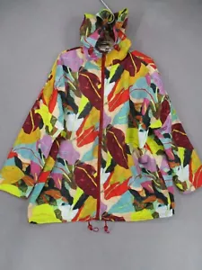 Gorman Jacket Womens Small Medium Red Yellow Art Floral Rain Windbreaker Hooded - Picture 1 of 18