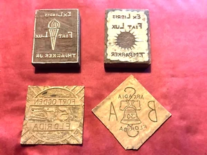 Vintage Block Print Arcadia FL Fort Ogden Old Estate Find Fait Lux Ex Libris GK - Bild 1 von 10
