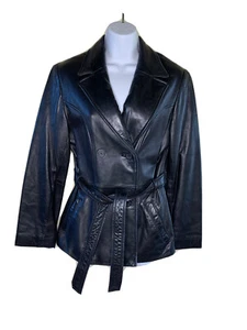 Chaqueta Blazer de Cuero de Piel de Cordero Colección ADLER Nueva Zelanda Pequeña, Negra - Imagen 1 de 9
