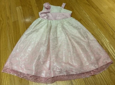Vestido Jayne Copeland Niñas Sin Mangas Rosa Floral Blanco Lazo Tul Falda Talla 8 Foto 1 de 4