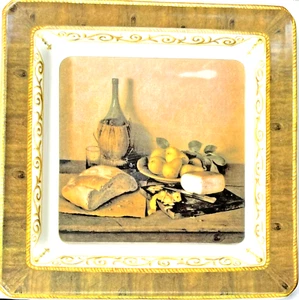 Brunelli Teller Made In Italy Brot Käse Birne Wein Eckig Deko Küche - Bild 1 von 3