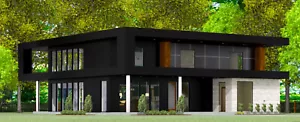 Modern/Contemporary House Plans - Luxurious Black - 2,664 sqft. 3 Bed, 2 Bath - Picture 1 of 6