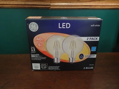 GE 2 Bulb Pack LED G25 Soft White 4 Watt replaces 40 Watt Decorative Globe - Image 1 of 4