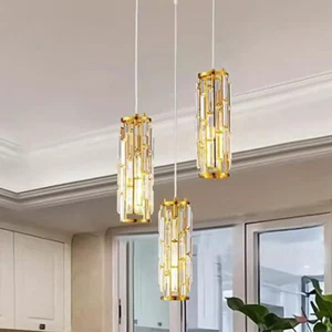 Crystal Pendant Lights Kitchen Lamp Gold Ceiling Lights Dining Room Chandeliers - Picture 1 of 8