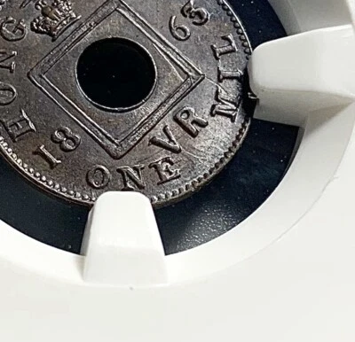 Scarce Strike Throughs:  1863 China Hong Kong 1 Mil Wen Copper Coin - NGC MS 63 - Image 1 of 4