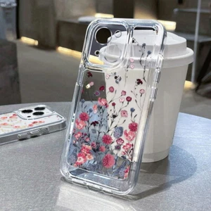 Blumen Silikon Hülle Cover Für iPhone 16 15 Pro Max 14 13 12 11 XR 8 Klar Tasche - Bild 1 von 19