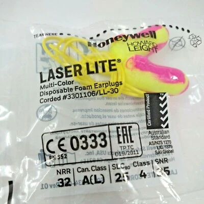 Earplugs Honeywell Laser Lite Disposable Soft Foam 10 Pair 32dB Multi-Color New - Image 1 of 4