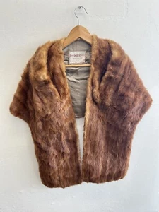 Estola de piel para mujer John Ross Originals talla S/M hecha a mano marrón crema chal visón - Imagen 1 de 9