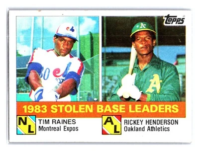 1983 Stolen Base Leaders (Tim Raines / Rickey Henderson) LL 1984 Topps #134 - Image 1 of 2
