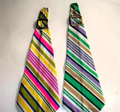 Lote de 2 Corbatas Mujer Botón en el Cuello - Multicolor - Rayas - C3 Foto 1 de 3