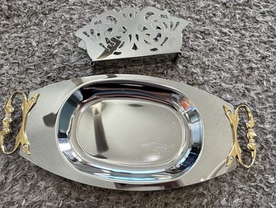 Vintage Kromex Tray USA, 12in L X 7in W 1960s Shelton Ware Napkin Holder - Image 1 of 4