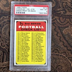 1968 Topps #219 Checklist 132-218 Green Print On Back PSA 8 ***SET BREAK*** - Bild 1 von 2