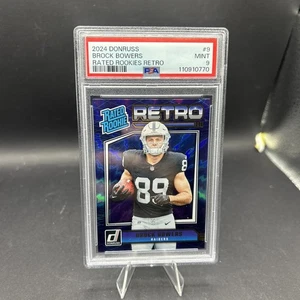 🏈🔥2024 PANINI DONRUSS RATED ROOKIES RETRO #9 BROCK BOWERS ROOKIE RC PSA 9 - Picture 1 of 2