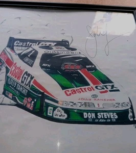 Vintage John Force SIGNED Illustration By "BONES" - Picture 1 of 8