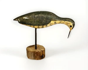 Vintage Hand Carved Wooden Shore Bird Decoy, Signed Richard Morgan 10-1/4" Long - Picture 1 of 13