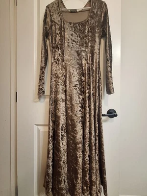 Vestido Largo Vintage Taupe Champagne Terciopelo Triturado Talla Grande Foto 1 de 4