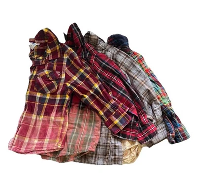 Lot of 4 Flannel Shirt Plaid Boys Button Up Upcycled 3T Chaps Wrangler - Image 1 of 4