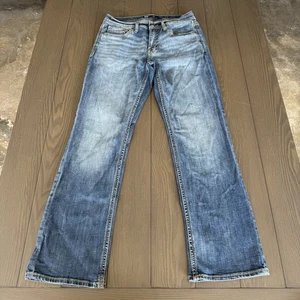 BKE Buckle Jake Bootcut Mens 31x32 Blue Premium Stretch Distressed Stretch Denim - Picture 1 of 13