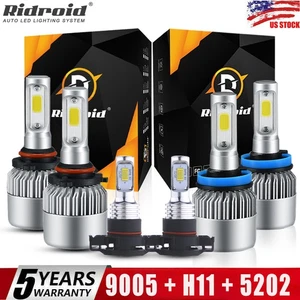 For 2007-2013 GMC Sierra 1500 6x 6000K LED Headlight Hi/Lo Fog Light Bulbs Combo - Picture 1 of 24