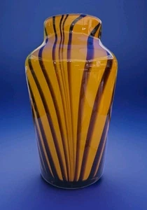 Vintage 11,25 Zoll Art Deco Vase in Herbstfarben Tigerstreifen wunderschön! - Bild 1 von 6
