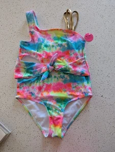 Betsey Johnson Girls One piece swimsuit multi color Tie dye Size S 7/8 - Picture 1 of 5