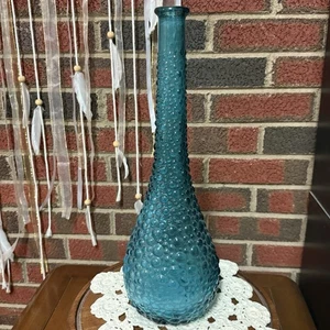 Vintage EMPOLI Blue Bubble Hobnail Genie Bottle 15.5” ~ No Stopper - Picture 1 of 10