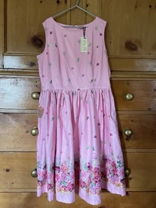 Lindy Bop Audrey Pink Floral Border Dress Size 16 Gorgeous BNWT - Picture 1 of 7