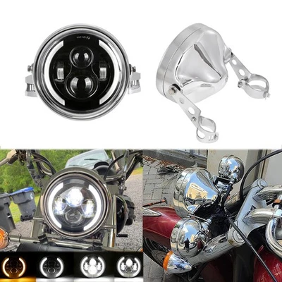 Faro LED 7" pulgadas + soporte de carcasa para Kawasaki VN Vulcan 500 750 900 1700 Foto 1 de 4