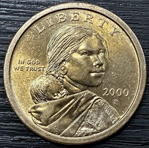 Moneda de un dólar Sacagawea 2000-P cara brillante dorada con video - Imagen 1 de 21