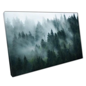 Enigmatic Fir Forest Wall Art: Misty Nature Photography Print for Home & Office - Picture 1 of 10