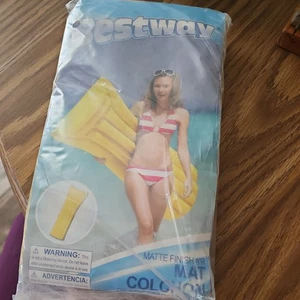 Alfombra flotadora de aire inflable amarilla Bestway para piscina 72"×27 vintage 2013 deportes natación - Imagen 1 de 3
