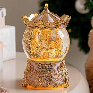 Carrusel Musical Globo de Nieve Princesa Unicornio Caja de Música para Niñas Mujeres Bebé K... - Imagen 1 de 6