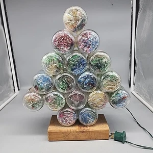 Albero di Natale Vintage Perline Illuminato Fatto a Mano Cibo Neonato 17 Barattoli Base Legno 17" H - Foto 1 di 6