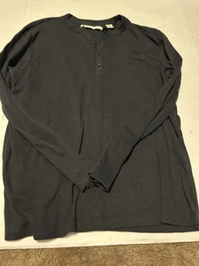 Perry Ellis Herren Hemd XL 1/4 Knopf Langarm schwarz gebraucht N25 - Bild 1 von 4