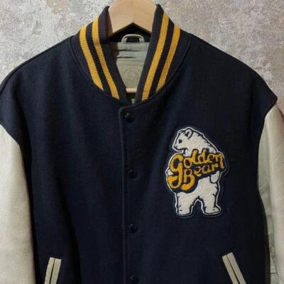 Chaqueta Universitaria Golden Bear Para Hombre Manga Cuero L Azul Marino Lana Usada de Japón Foto 1 de 4
