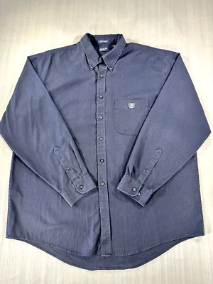 Arrow Cotton Blend Long Sleeve Easy Care Button Front Shirt Black XL #2410 - Image 1 of 4