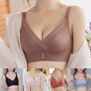 Slightly Padded Ladies Bra Wireless Sexy Lingerie Push Up Bras 30-40 AA A B C D - Picture 1 of 33