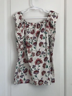 Tea Collection girls 8 multi color short sleeve floral shirt EUC - Image 1 of 3
