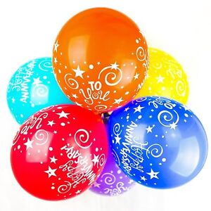 12'' Happy Anniversary Birthday Party Balloons - Party Decorations - Pack of 10