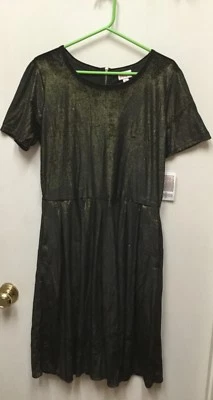 LuLaRoe 2XL Elegante Amelia Negro Terciopelo Dorado Brillo Undertones Foto 1 de 4