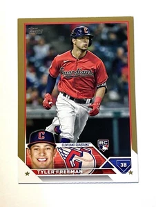 Scheda 2023 Topps Serie 2 Tyler Freeman RC Gold Parallel /2023 #462 - Foto 1 di 3