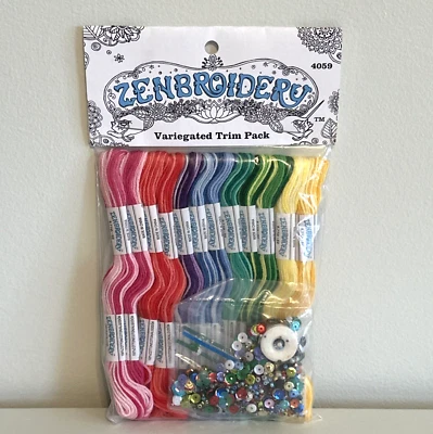 DESIGN WORKS ZENBROIDERY Variegated Trim Pack 12 Skeins 100% Cotton Floss 4059 - Image 1 of 4