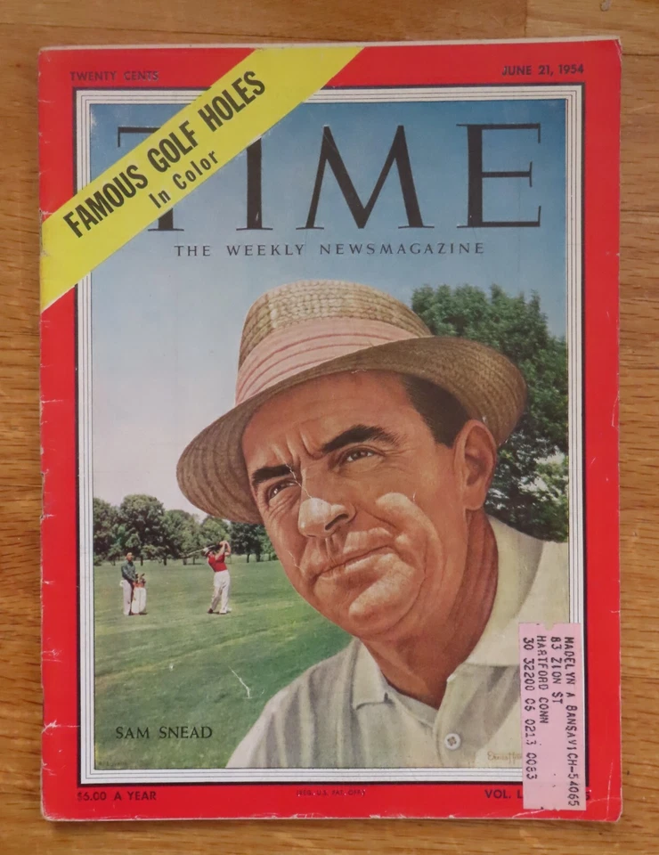 HOF Golfer SAM SNEAD Time June 21, 1954 Magazine Famous Golf Courses MASTERS - Image 1 of 1