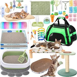 40 Pcs Cat Starter Kit for Indoor New Cats Include Small Litter Box Interactive - Picture 1 of 12