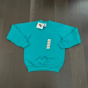 Vintage Fruit Of The Loom Sweatshirt Womens Small Green Pullover 90's Casual Mom - Picture 1 of 10