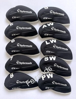 Black TaylorMade QI Neoprene Golf Iron Covers Headcover 10Pcs UK Stock - Image 1 of 3